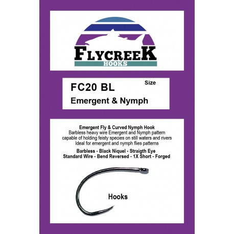 Anzuelo sin muerte FlyCreek FC20 BL Emergent & Curved Nymph