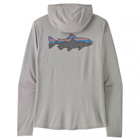 Camiseta Patagonia Cool Sun hoody - Crisp Grey Fitz Roy Trout