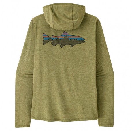 Camiseta Patagonia Cool Sun hoody - Caper Green Fitz Roy Trout