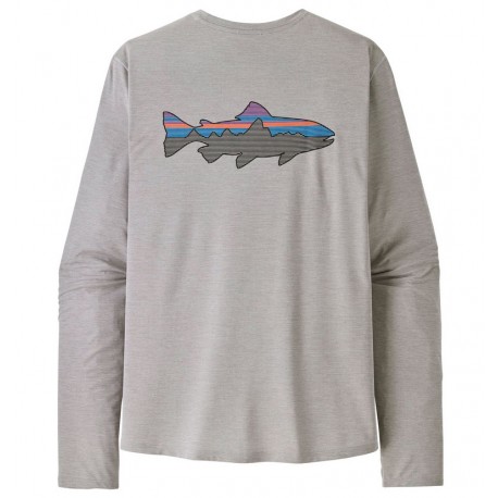 Camiseta Patagonia Cool Sun Shirt - Crisp Grey Fitz Roy Trout