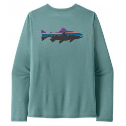 Camiseta solar patagonia L/S Cap Cool Sun Shirt- Fitz Roy Trout - Blue Sage