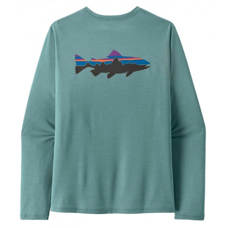 Camiseta solar patagonia L/S Cap Cool Sun Shirt- Fitz Roy Trout - Blue Sage